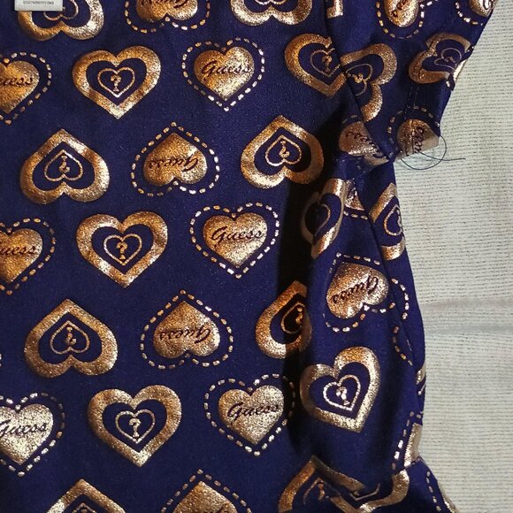 GUESS/Dress/Girls Large 6X/Gold & White/Heart Print Short Sleeve Casual Fashion - Picture 7 of 11